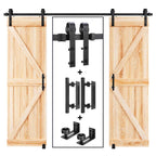 EaseLife Sliding Barn Door Hardware Track Kit with 12'' Handle & Floor Guide