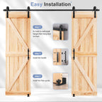 EaseLife Sliding Barn Door Hardware Track Kit with 12'' Handle & Floor Guide