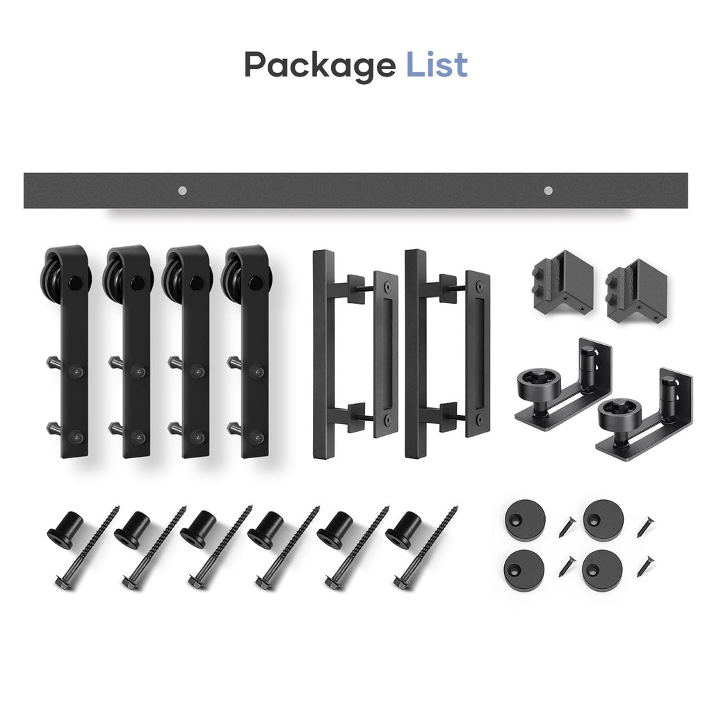 EaseLife Sliding Barn Door Hardware Track Kit with 12'' Handle & Floor Guide