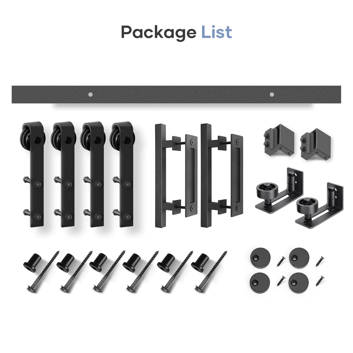 EaseLife Sliding Barn Door Hardware Track Kit with 12'' Handle & Floor Guide