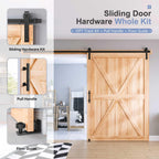 EaseLife Sliding Barn Door Hardware Track Kit with 12'' Handle & Floor Guide