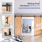 EaseLife Sliding Barn Door Hardware Track Kit with 12'' Handle & Floor Guide