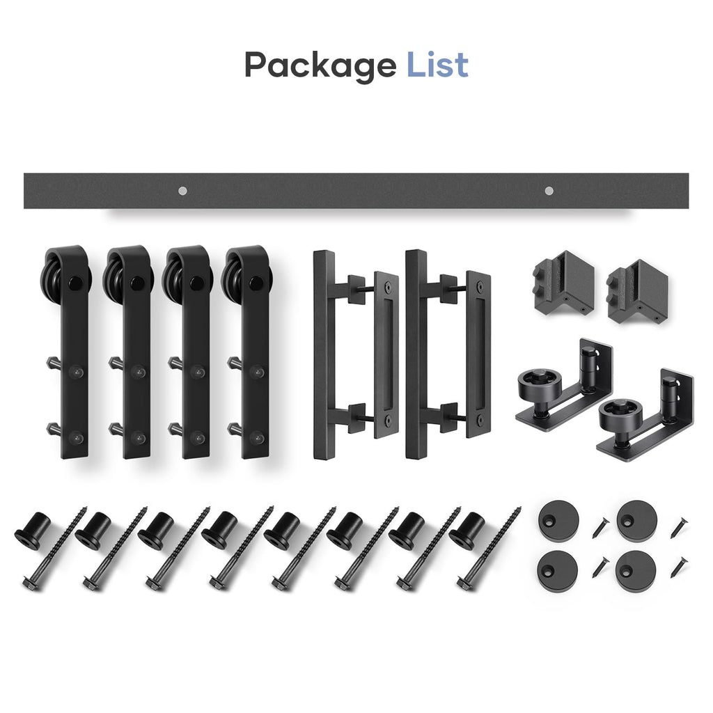 EaseLife Sliding Barn Door Hardware Track Kit with 12'' Handle & Floor Guide