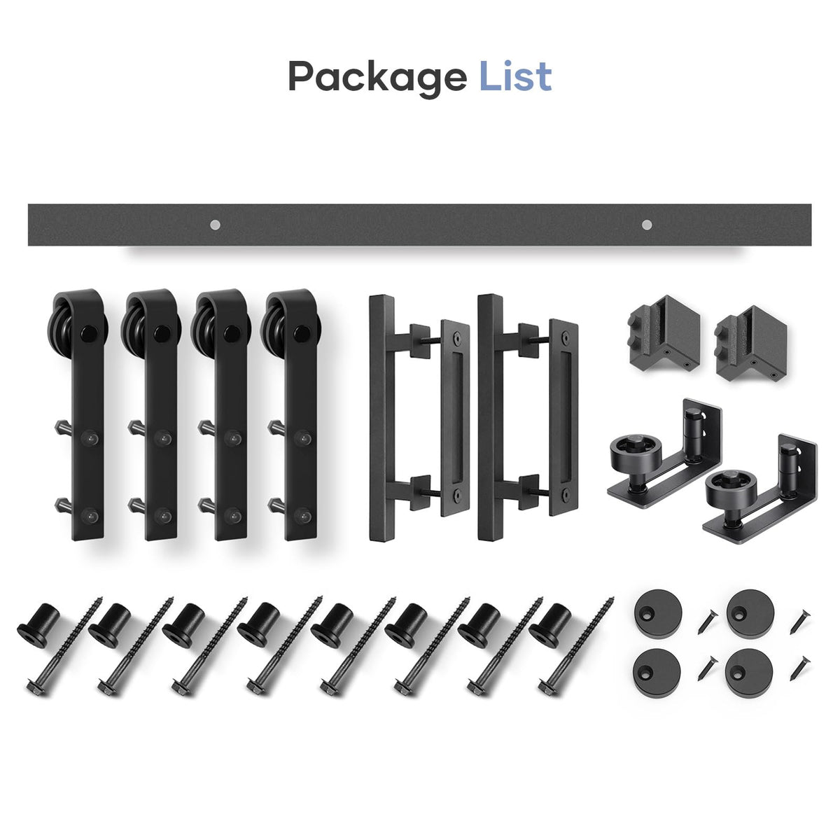 EaseLife Sliding Barn Door Hardware Track Kit with 12'' Handle & Floor Guide