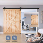 EaseLife Sliding Barn Door Hardware Track Kit with 12'' Handle & Floor Guide