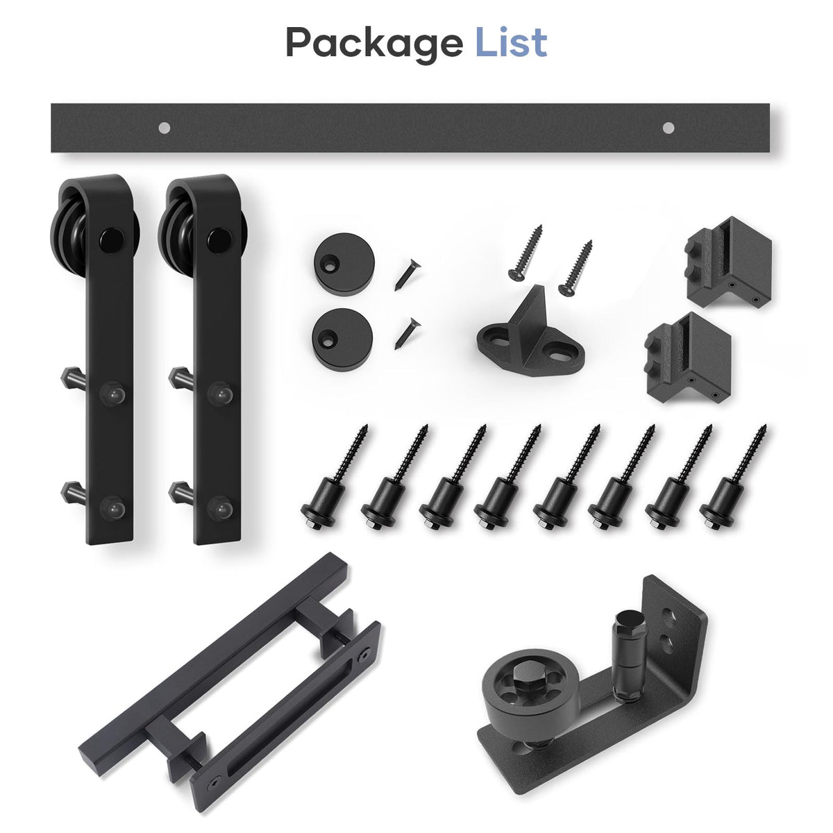 EaseLife Sliding Barn Door Hardware Track Kit with 12'' Handle & Floor Guide