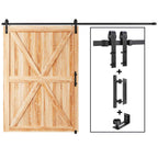 EaseLife Sliding Barn Door Hardware Track Kit with 12'' Handle & Floor Guide