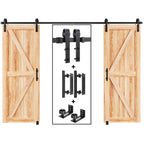 EaseLife Sliding Barn Door Hardware Track Kit with 12'' Handle & Floor Guide