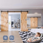 EaseLife Sliding Barn Door Hardware Track Kit with 12'' Handle & Floor Guide