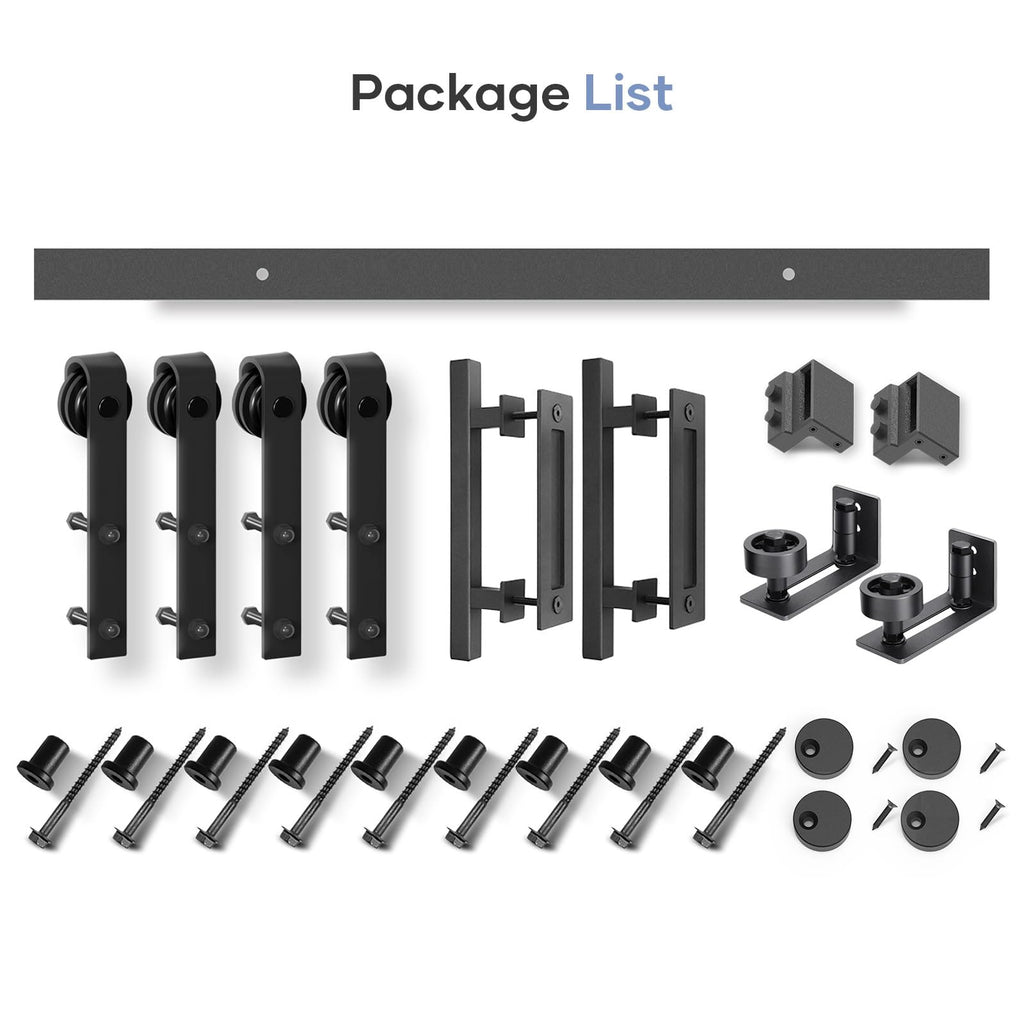 EaseLife Sliding Barn Door Hardware Track Kit with 12'' Handle & Floor Guide