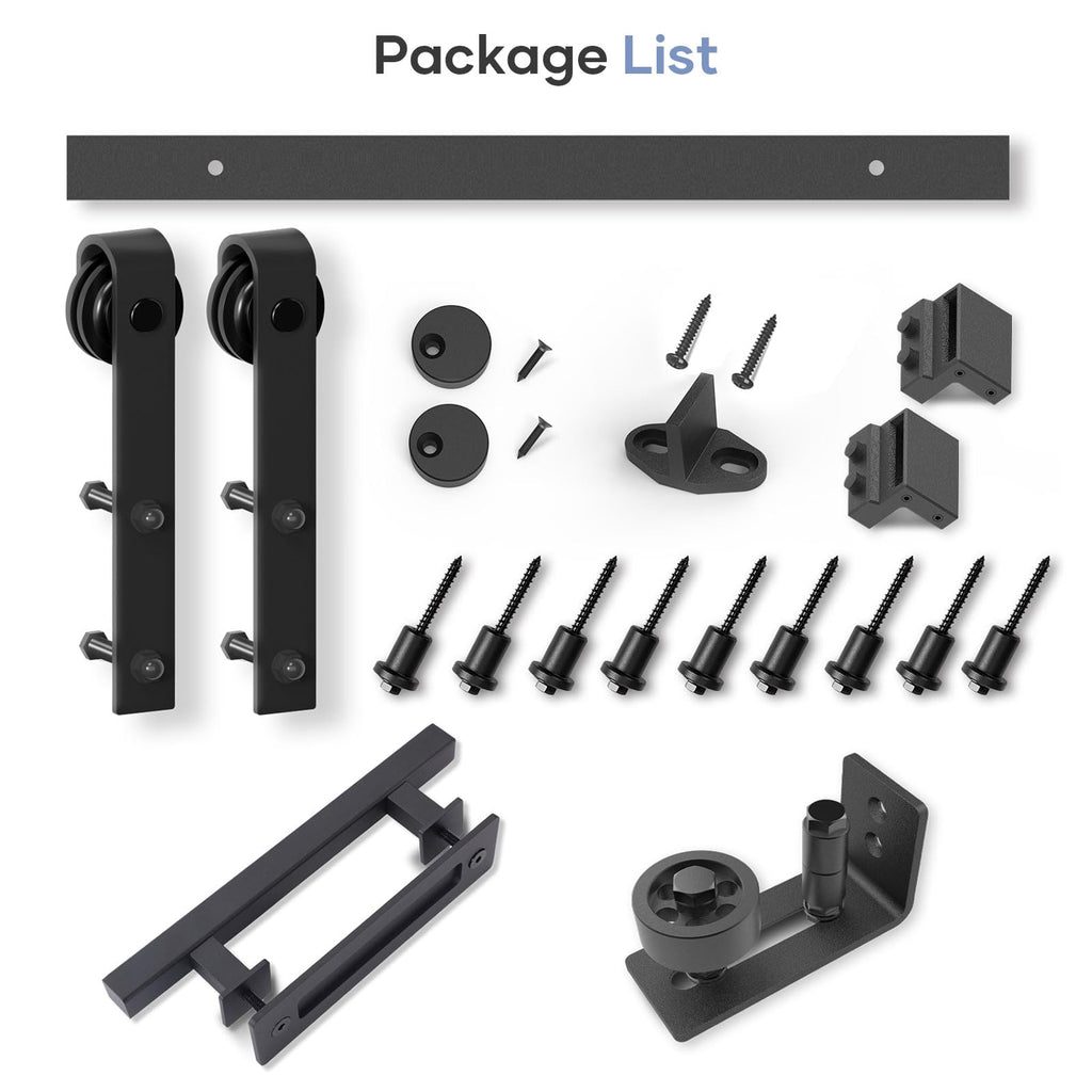 EaseLife Sliding Barn Door Hardware Track Kit with 12'' Handle & Floor Guide