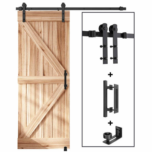 Sliding Barn Door Track and Handle Hardware Kit,Heavy Duty,Straight Pulley,Slide Smoothly Quietly,Easy Install