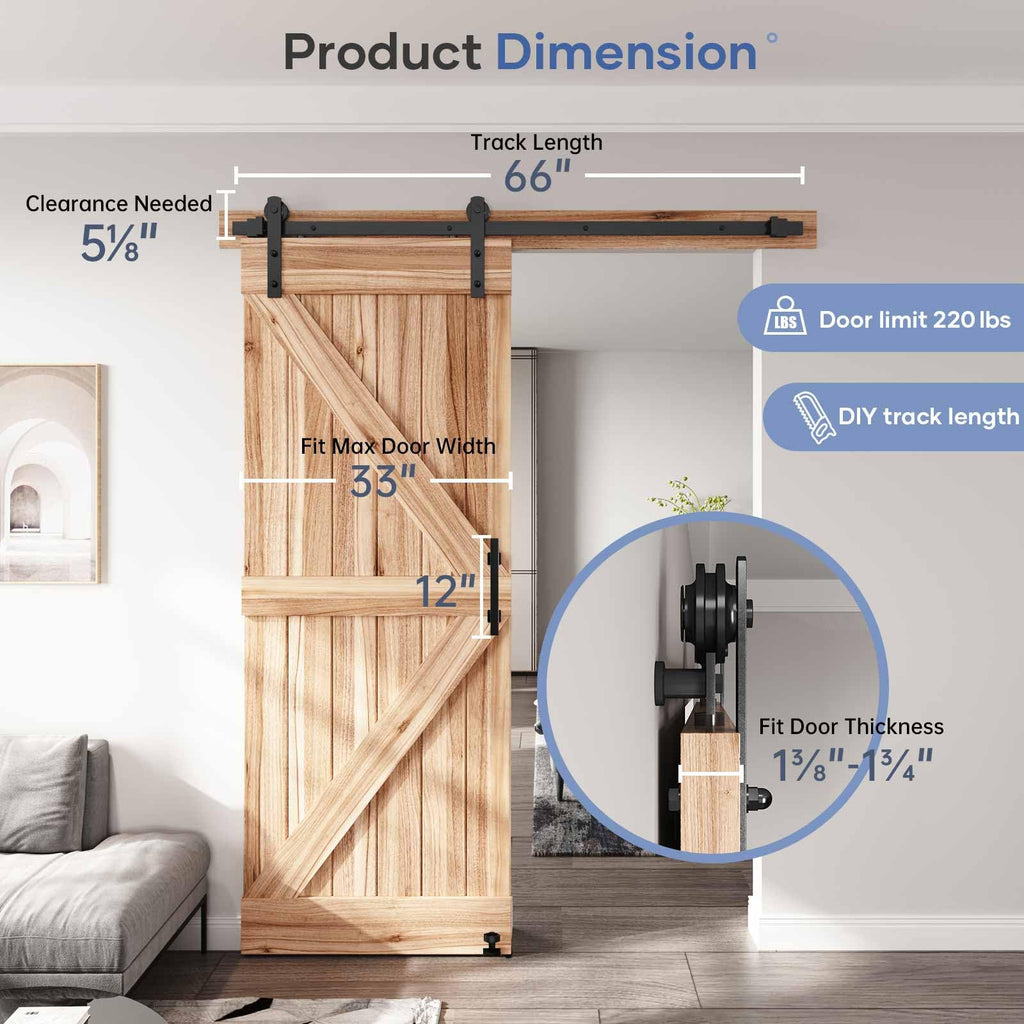 Sliding Barn Door Track and Handle Hardware Kit,Heavy Duty,Straight Pulley,Slide Smoothly Quietly,Easy Install