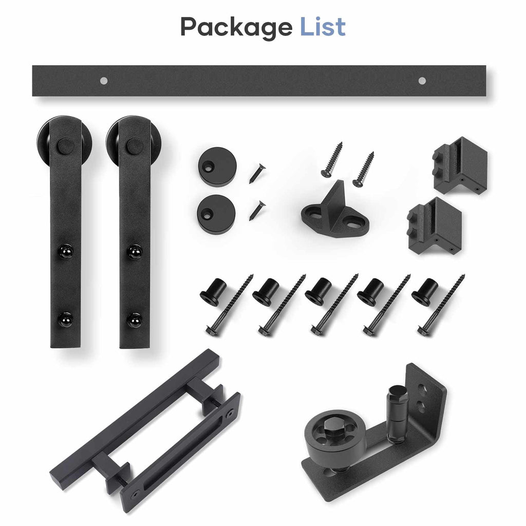 Sliding Barn Door Track and Handle Hardware Kit,Heavy Duty,Straight Pulley,Slide Smoothly Quietly,Easy Install