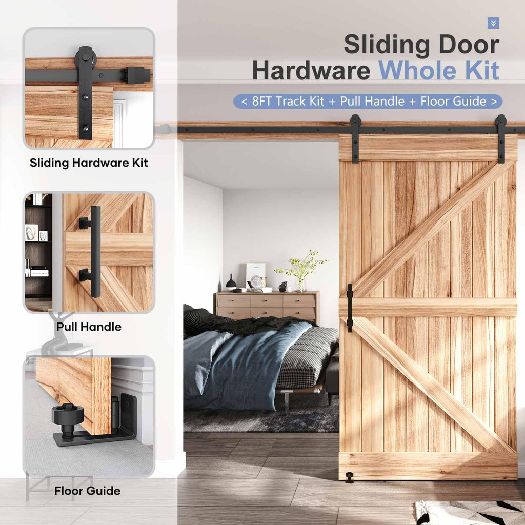 Sliding Barn Door Track and Handle Hardware Kit,Heavy Duty,Straight Pulley,Slide Smoothly Quietly,Easy Install