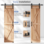 Sliding Barn Door Track and Handle Hardware Kit,Heavy Duty,Straight Pulley,Slide Smoothly Quietly,Easy Install