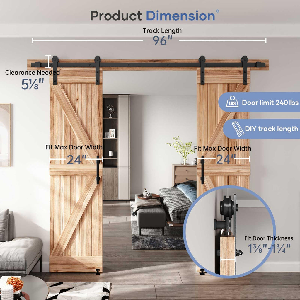 Sliding Barn Door Track and Handle Hardware Kit,Heavy Duty,Straight Pulley,Slide Smoothly Quietly,Easy Install