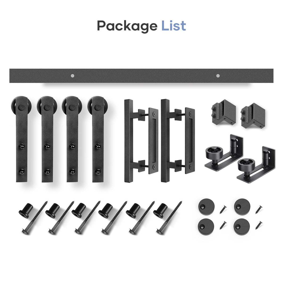 Sliding Barn Door Track and Handle Hardware Kit,Heavy Duty,Straight Pulley,Slide Smoothly Quietly,Easy Install
