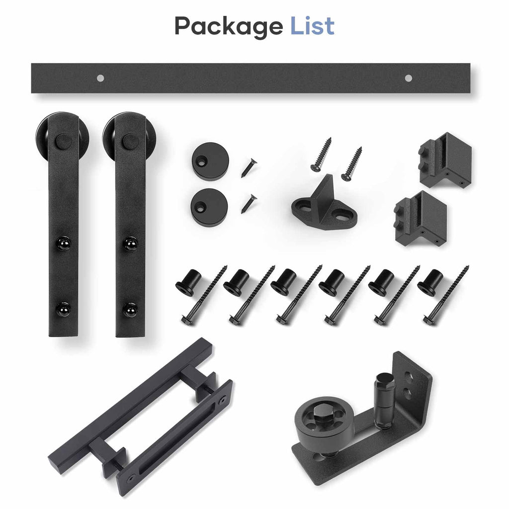Sliding Barn Door Track and Handle Hardware Kit,Heavy Duty,Straight Pulley,Slide Smoothly Quietly,Easy Install