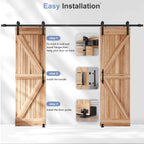 Sliding Barn Door Track and Handle Hardware Kit,Heavy Duty,Straight Pulley,Slide Smoothly Quietly,Easy Install