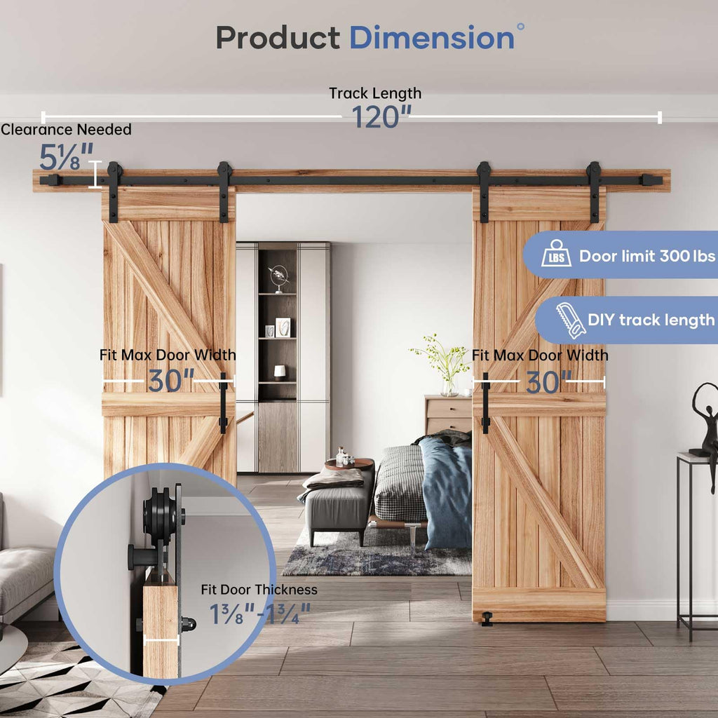 Sliding Barn Door Track and Handle Hardware Kit,Heavy Duty,Straight Pulley,Slide Smoothly Quietly,Easy Install