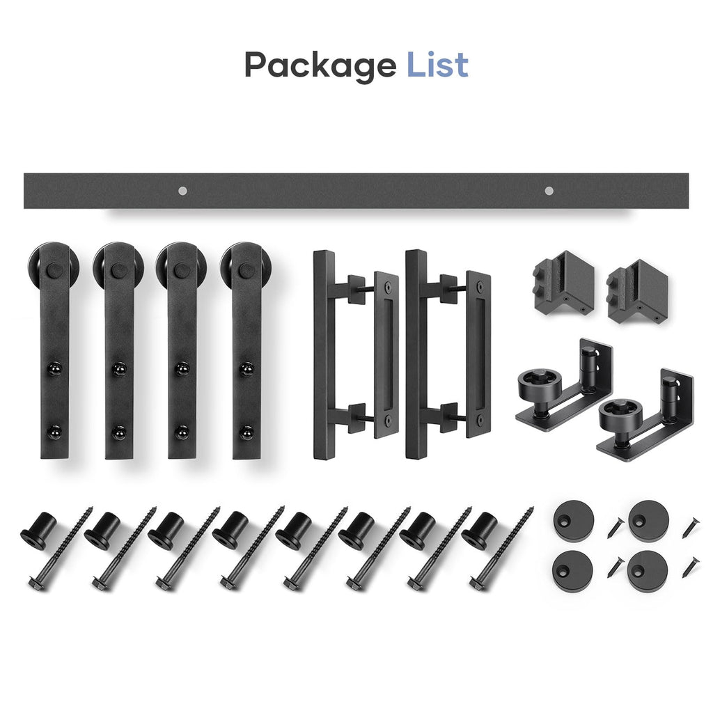 Sliding Barn Door Track and Handle Hardware Kit,Heavy Duty,Straight Pulley,Slide Smoothly Quietly,Easy Install