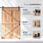 Sliding Barn Door Track and Handle Hardware Kit,Heavy Duty,Straight Pulley,Slide Smoothly Quietly,Easy Install