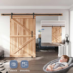 Sliding Barn Door Track and Handle Hardware Kit,Heavy Duty,Straight Pulley,Slide Smoothly Quietly,Easy Install
