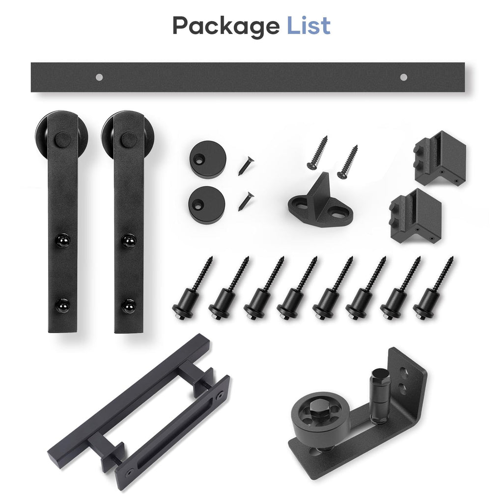 Sliding Barn Door Track and Handle Hardware Kit,Heavy Duty,Straight Pulley,Slide Smoothly Quietly,Easy Install