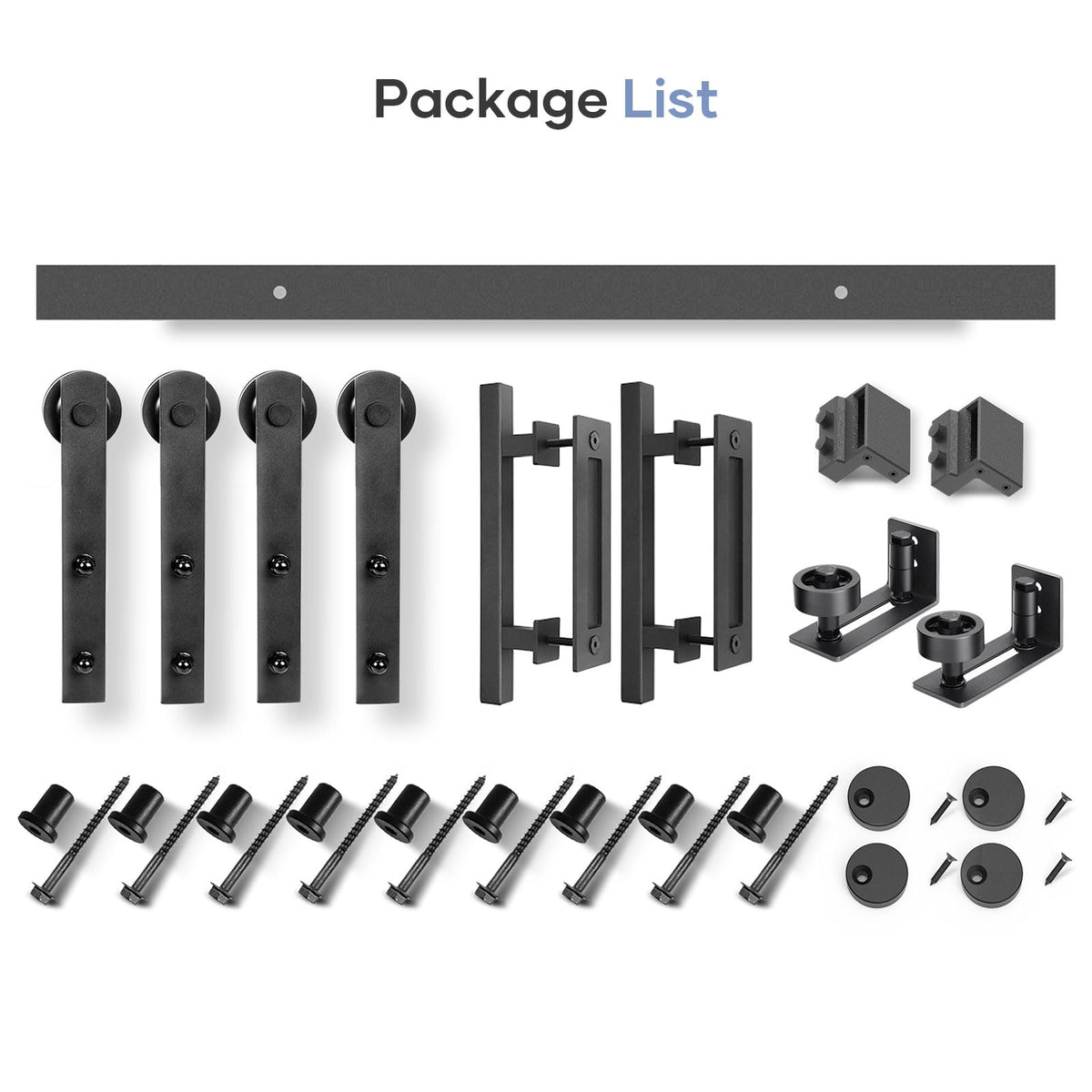 Sliding Barn Door Track and Handle Hardware Kit,Heavy Duty,Straight Pulley,Slide Smoothly Quietly,Easy Install