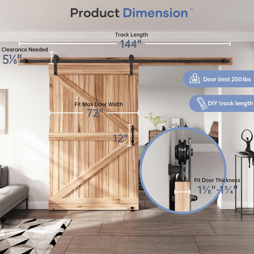 Sliding Barn Door Track and Handle Hardware Kit,Heavy Duty,Straight Pulley,Slide Smoothly Quietly,Easy Install