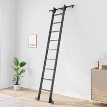 Load image into Gallery viewer, 10FT Rolling Library Aluminium Step Ladder 120" with 4FT Sliding Hardware Track Kit Bottom Wheel Included,for Kitchen,Loft,Warehouses,Bookstore,Atti,Dressing Room,Metal Black