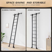 Load image into Gallery viewer, 10FT Rolling Library Aluminium Step Ladder 120" with 4FT Sliding Hardware Track Kit Bottom Wheel Included,for Kitchen,Loft,Warehouses,Bookstore,Atti,Dressing Room,Metal Black