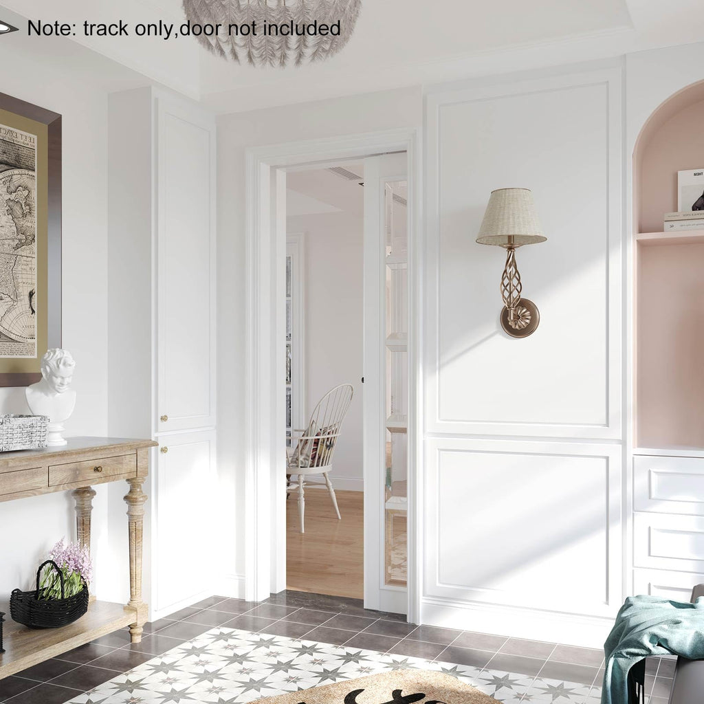 EaseLife Sliding Pocket Door Hardware Kit,Commercial Grade,Aluminum Box Rail Kit for Single Door,Slide Smoothly Quietly,Easy Install,No Door