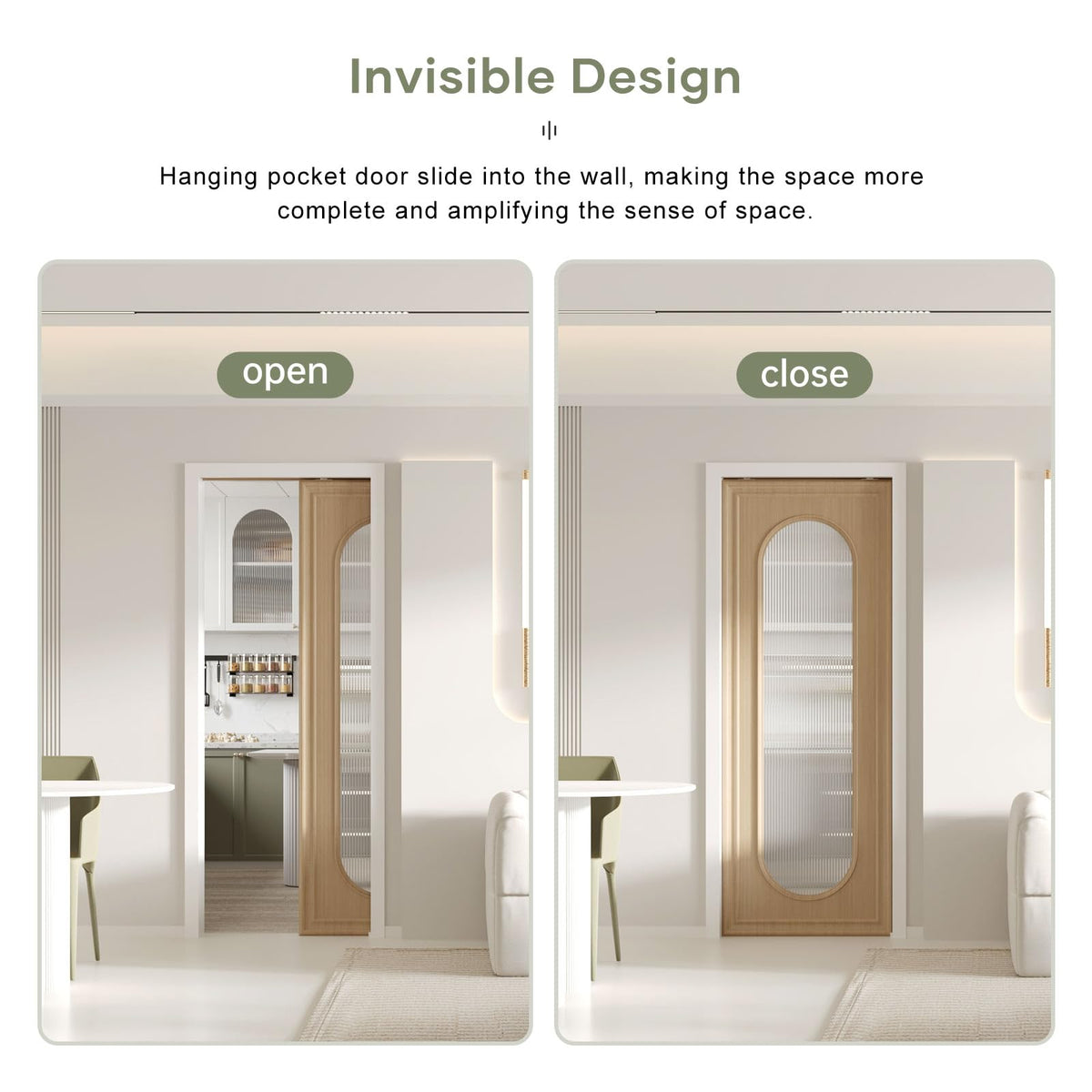 Pocket Door Frame Kit with Two-Way Soft Close Mechanism for 2X4 Studs Wall,Aluminum,Slide Smoothly Quietly,Easy Install,No Door
