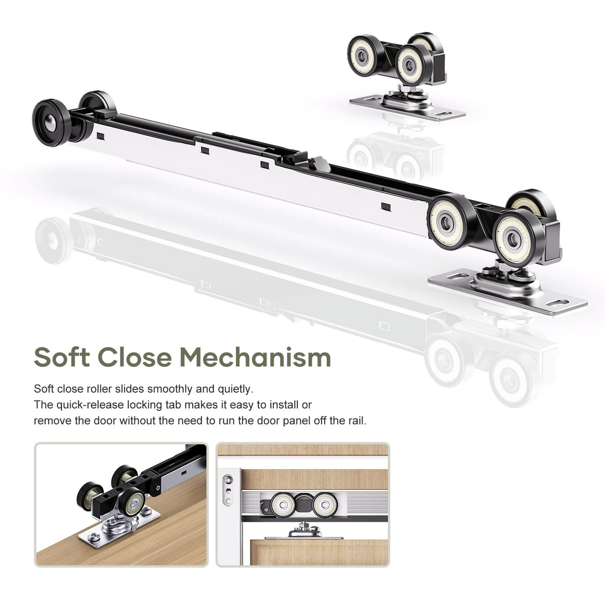 Pocket Door Frame Kit with Two-Way Soft Close Mechanism for 2X4 Studs Wall,Aluminum,Slide Smoothly Quietly,Easy Install,No Door