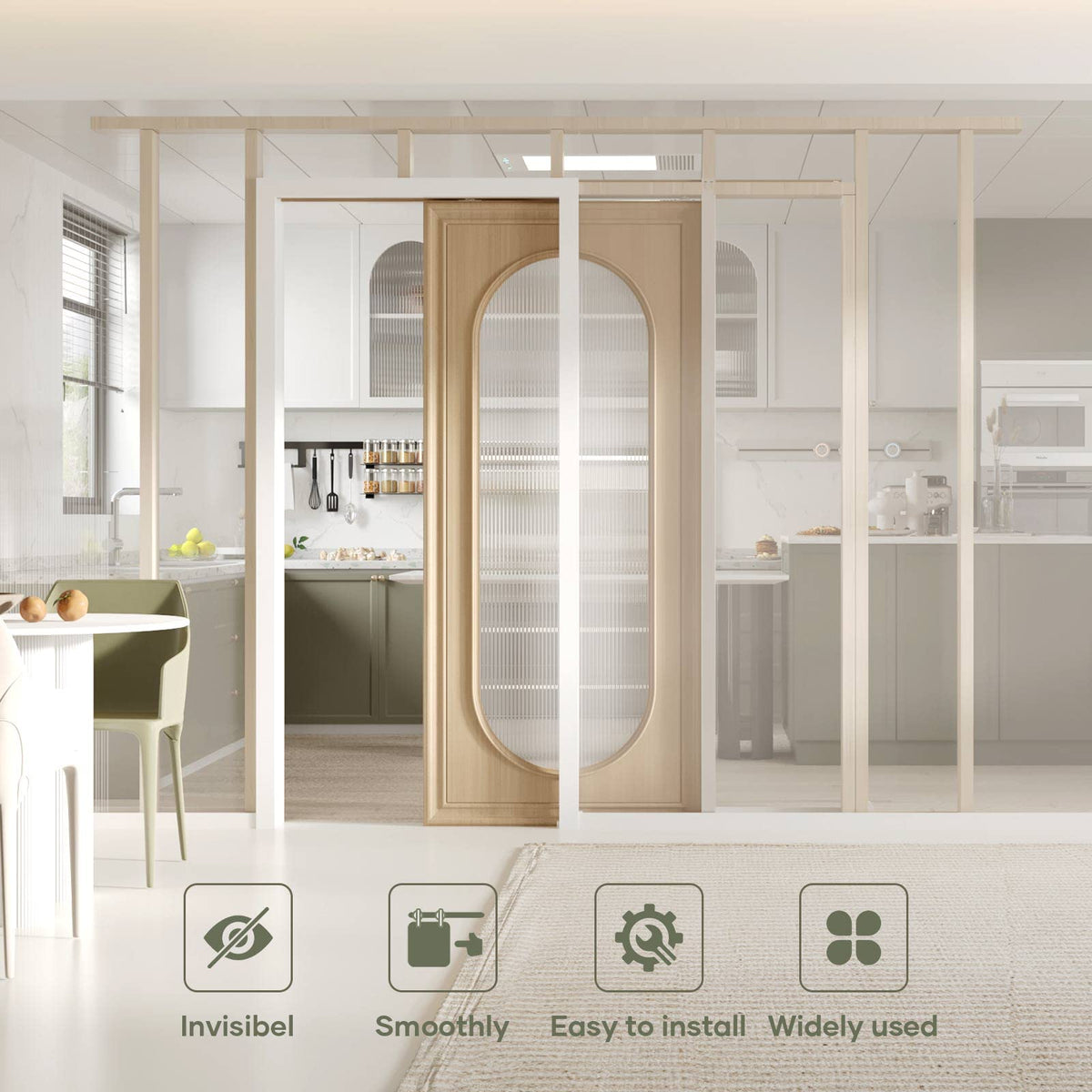 Pocket Door Frame Kit with Two-Way Soft Close Mechanism for 2X4 Studs Wall,Aluminum,Slide Smoothly Quietly,Easy Install,No Door