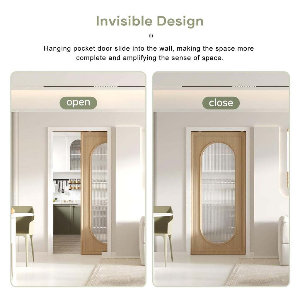 Pocket Door Frame Kit with Two-Way Soft Close Mechanism for 2X4 Studs Wall,Aluminum,Slide Smoothly Quietly,Easy Install,No Door
