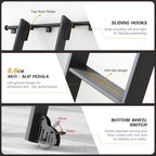 10FT Rolling Library Aluminium Step Ladder 120" with 4FT Sliding Hardware Track Kit Bottom Wheel Included,for Kitchen,Loft,Warehouses,Bookstore,Atti,Dressing Room,Metal Black