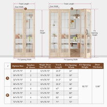 Load image into Gallery viewer, Solid Wood Glass Unfinished Bi-Fold Door With Installation Hardware Kit