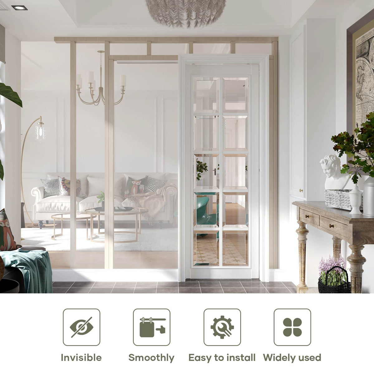 EaseLife Sliding Pocket Door Hardware Kit,Commercial Grade,Aluminum Box Rail Kit for Single Door,Slide Smoothly Quietly,Easy Install,No Door
