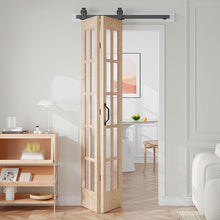 Load image into Gallery viewer, Easelife 42in x 84in(Double 21x84inch) Bifold French Glass Door,Sliding Folding Barn Doors with 3.8FT Hardware Track kit Included,Preassembled,Easy Install