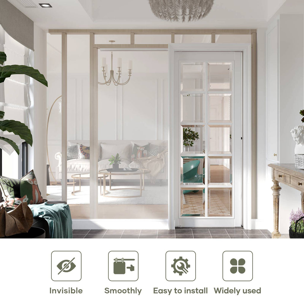 EaseLife Sliding Pocket Door Hardware Kit,Commercial Grade,Aluminum Box Rail Kit for Single Door,Slide Smoothly Quietly,Easy Install,No Door