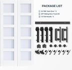 EaseLife Glass Barn Door with Sliding Door Hardware Kit Included & Handle,Solid LVL Wood Covered with Water-Proof & Scratch-Resistant PVC Surface,DIY Assembly,5-Panel Glass,White