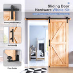 EaseLife Sliding Barn Door Hardware Track Kit with 12'' Handle & Floor Guide