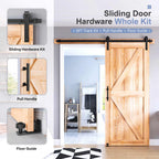 EaseLife Sliding Barn Door Hardware Track Kit with 12'' Handle & Floor Guide