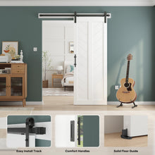 Load image into Gallery viewer, Sliding Barn Door with Barn Door Hardware Track Kit Included,Solid MDF Slab Covered with Water-Proof &amp; Scratch-Resistant PVC Surface,DIY Assembly,Easy Install,White,V Frame