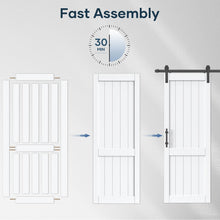 Load image into Gallery viewer, White Barn Door with Sliding Door Hardware Track Kit Included,Solid MDF Wood Slab Covered with Water-Proof &amp; Scratch-Resistant PVC Surface,DIY Assembly,Easy Install,H-Frame