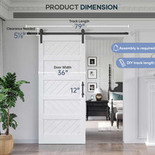Load image into Gallery viewer, White Barn Door with Sliding Door Hardware Track Kit Included,Solid MDF Wood Slab Covered with Water-Proof &amp; Scratch-Resistant PVC Surface,DIY Assembly,Easy Install,5-Panel