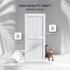 EaseLife Sliding Barn Door with Barn Door Hardware Track Kit Included,Solid LVL Wood Slab Covered with Water-Proof & Scratch-Resistant PVC Surface,DIY Assembly,Easy Install,White, H-Frame